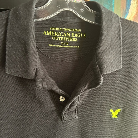 American Eagle Outfitters Black Polo with Bright Green Highlights XL - Picture 8 of 16